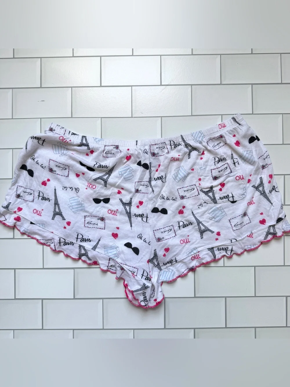 S💕 Kensie Paris Sleep Shorts French Theme 💯 Cotton